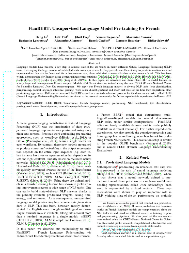 FlauBERT: French Language Model NLP | PDF | Applied Linguistics | Learning