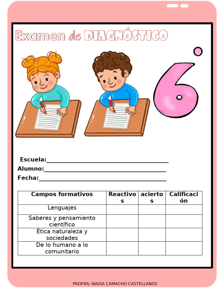 Examen de Diagnostico 6to Grado Alumno | PDF | Corazón | Sangre
