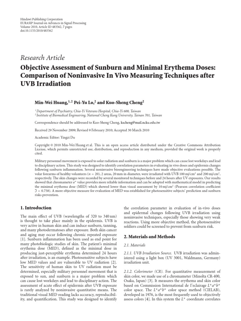 Objective Assessment of Sunburn Risks | PDF | Ultraviolet | Confocal ...