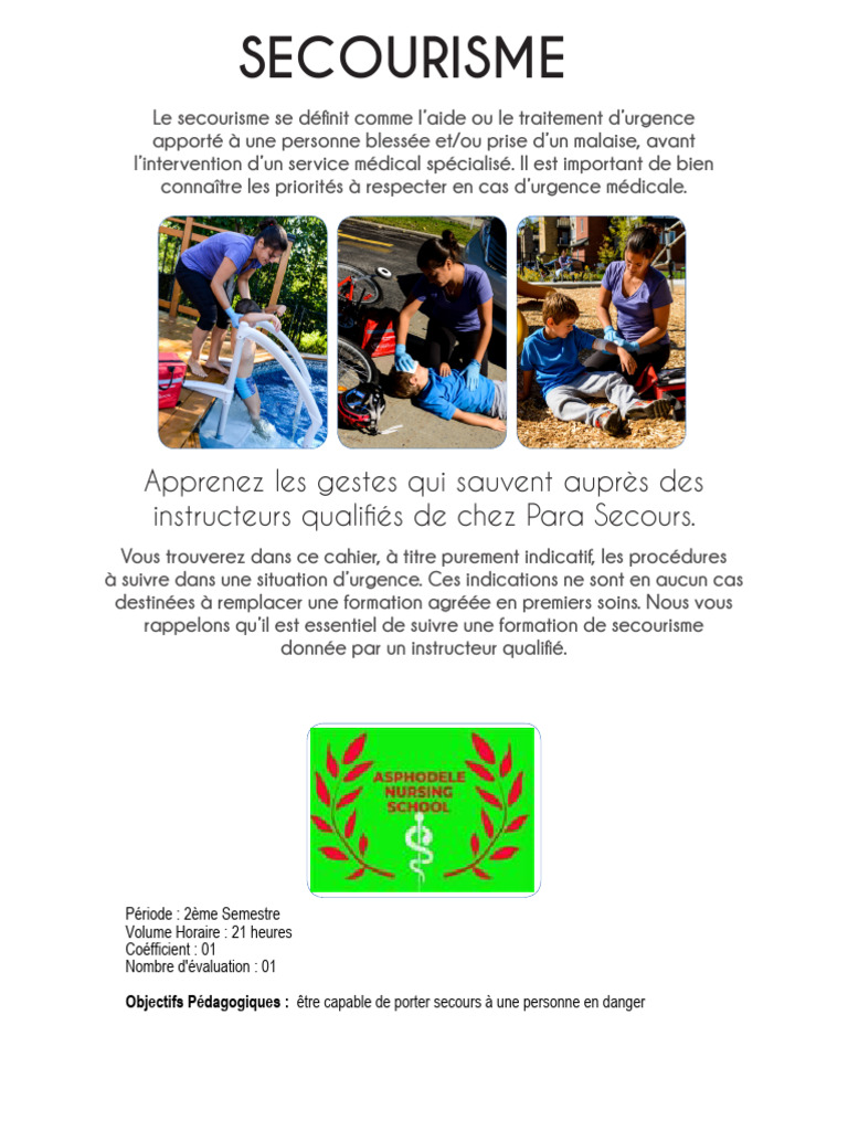 Guide de Secourisme : Gestes d'Urgence | PDF | Réanimation cardio ...
