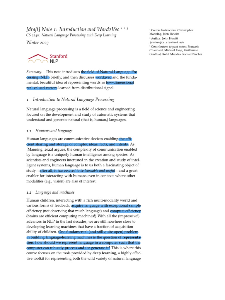cs224n_winter2023_lecture1_notes_draft | PDF | Exponential Function ...