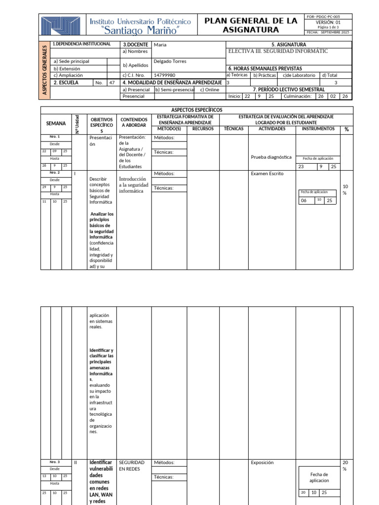Plan General de La Asignatura 2 | PDF | Criptografía | Clave (criptografía)