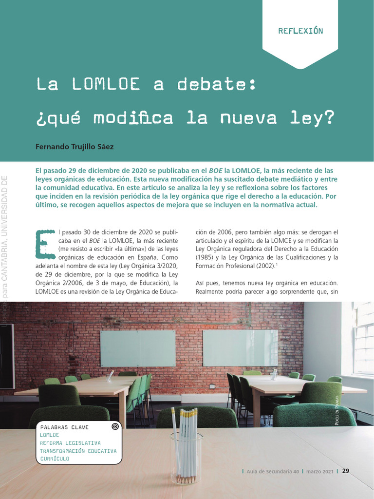 Cambios clave de la LOMLOE en educación | PDF | Enseñando | Aprendizaje