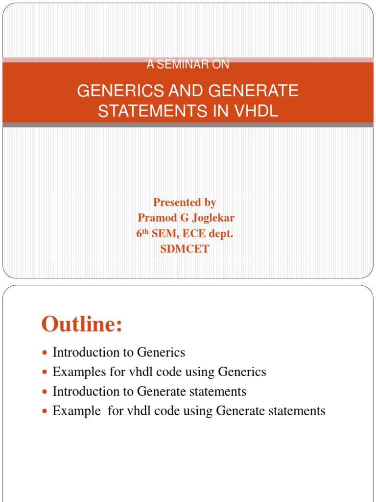 VHDL Generics & Generate Guide | PDF | Computers