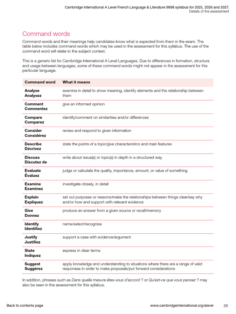 Command Words for A Level French 9898 | PDF | Knowledge | Human ...