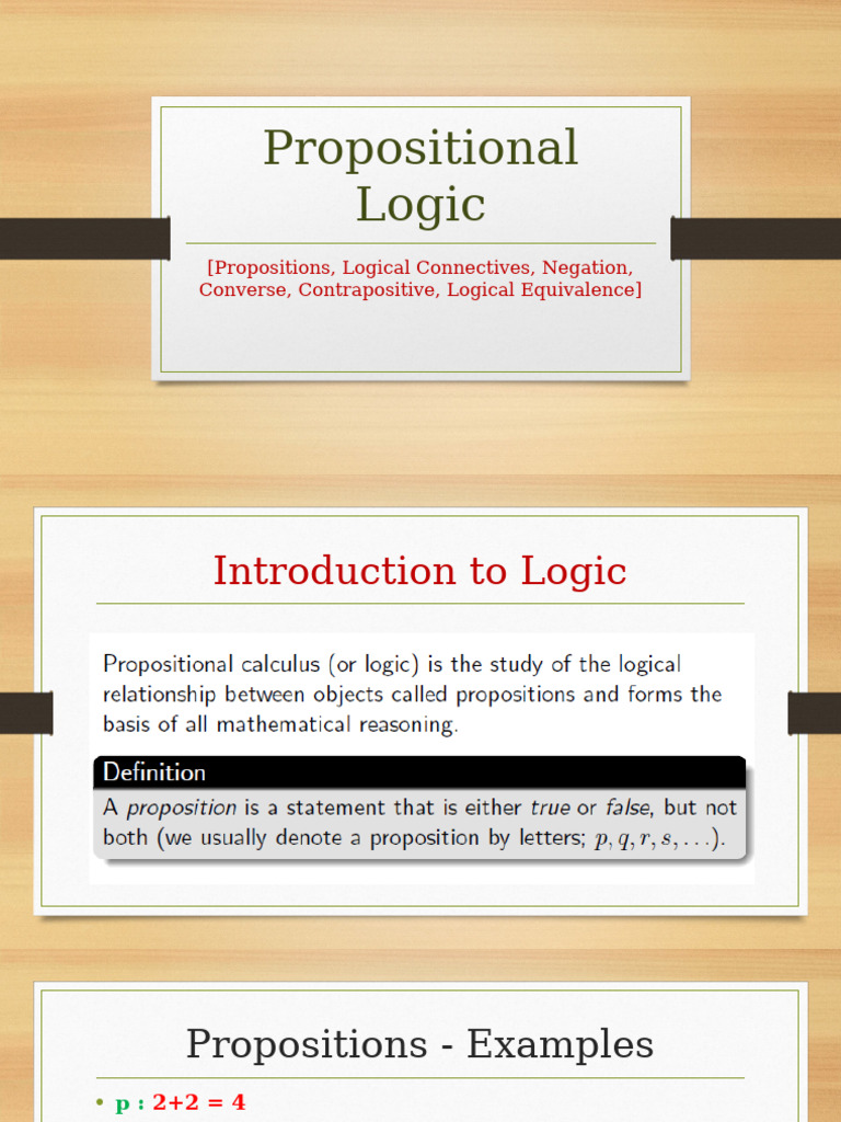 Propositional Logic: Basics & Examples | PDF | Contradiction ...
