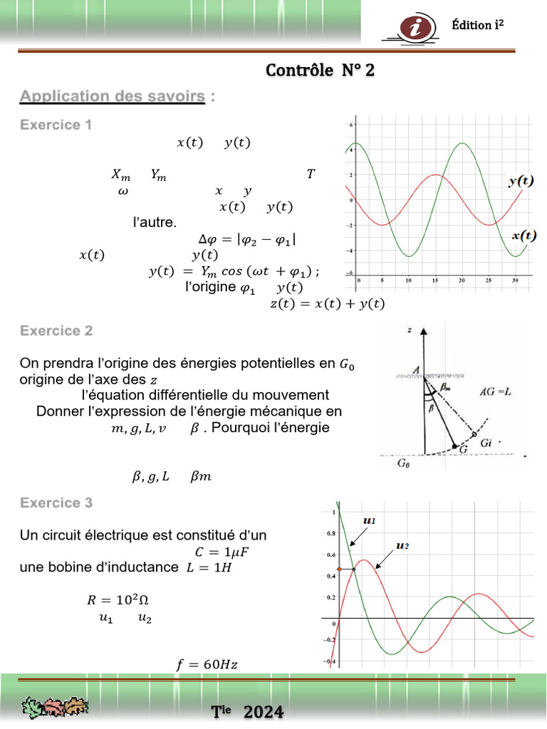 Exercices de Physique : Systèmes Oscillants et Circuits RLC | PDF ...