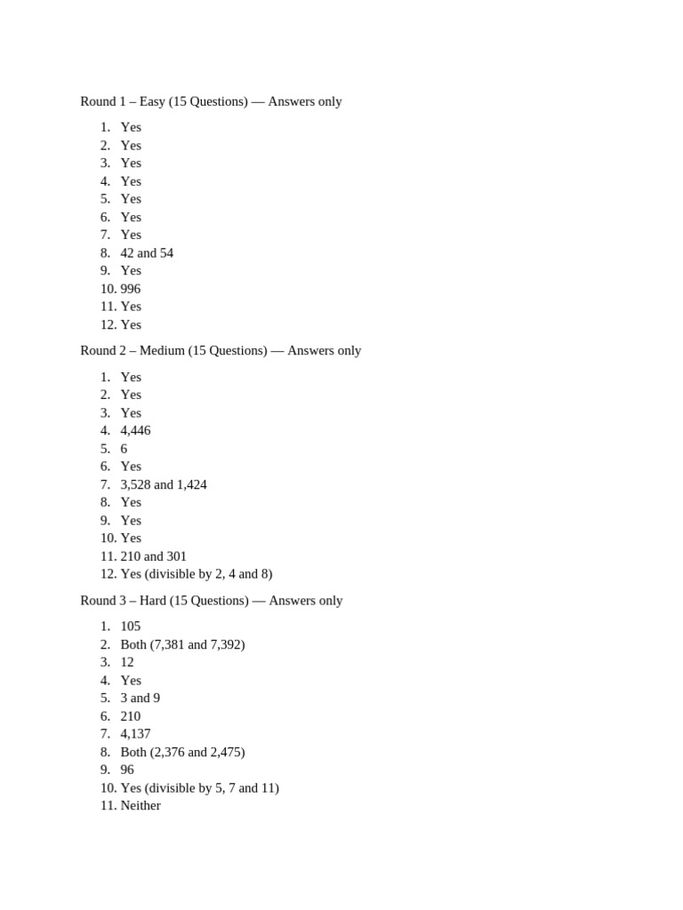 Round 1 Easy | PDF