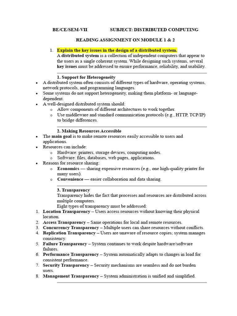 Key Issues in Distributed System Design | PDF | Peer To Peer ...
