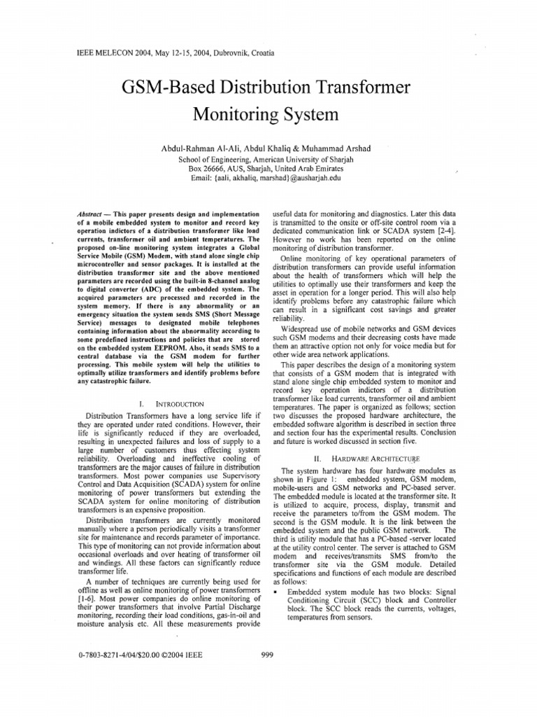 GSM Transformer Monitoring System | PDF | Transformer | Embedded System