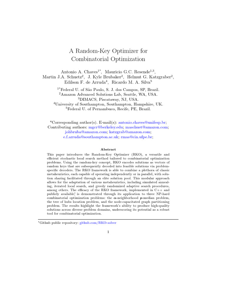 A Random-Key Optimizer For Combinatorial Optimization | PDF ...