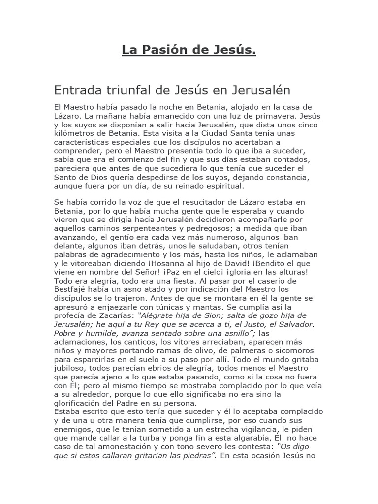 La Pasión de Jesús - Completado | PDF | Jesús | Pascua de Resurrección