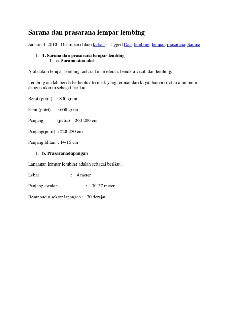 Sarana Dan Prasarana Lempar Pdf