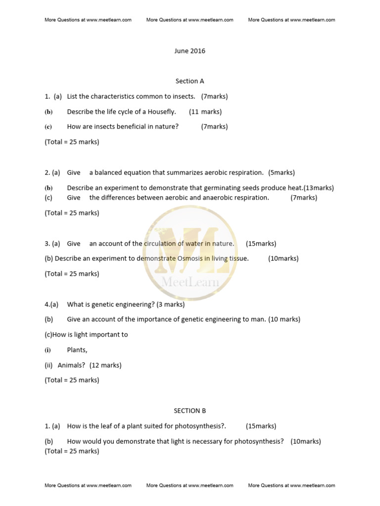 ORDINARY LEVEL BIOLOGY QUESTIONS AND ANSWERS PDF DOWNLOAD IN CAMEROON PART visual data 6