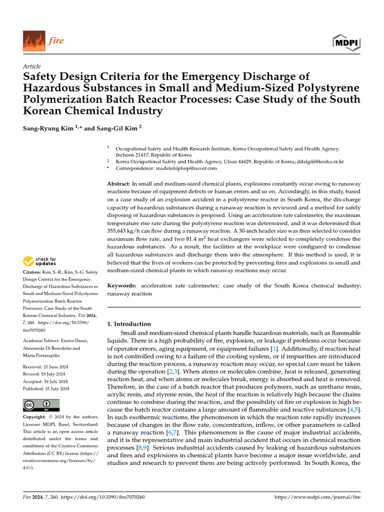 Emergency Discharge Safety in Polystyrene Reactors | PDF | Polystyrene ...