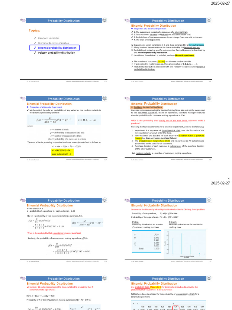 Binomial Probability Distribution Explained | PDF | Probability ...