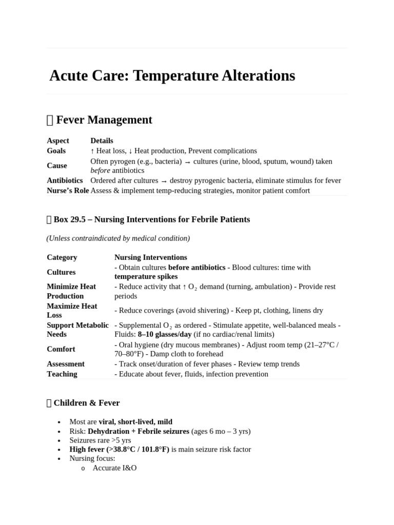 Fever Management in Acute Care Nursing | PDF | Blood Pressure | Fever