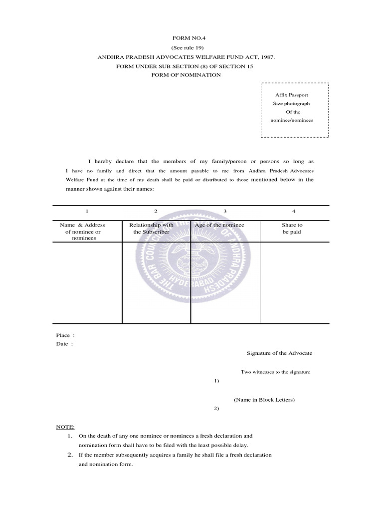 SWF Form No 4 | PDF