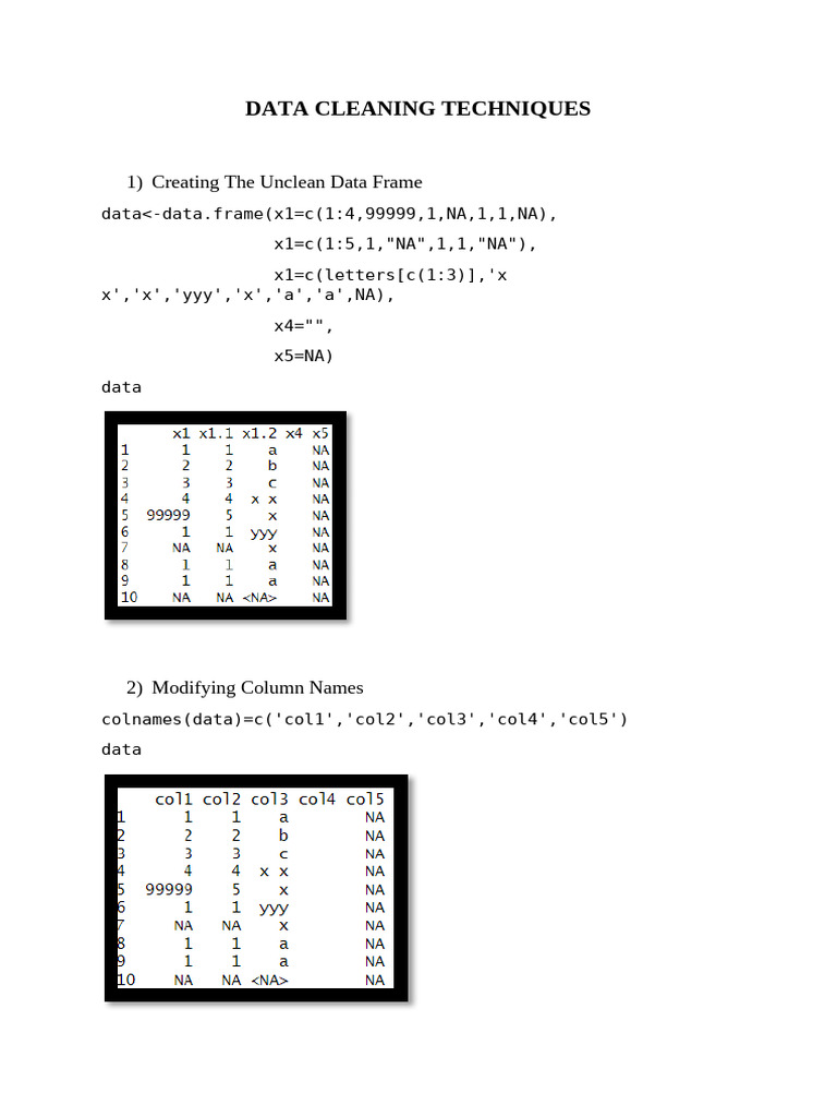 Techniques for Cleaning Unclean Data | PDF