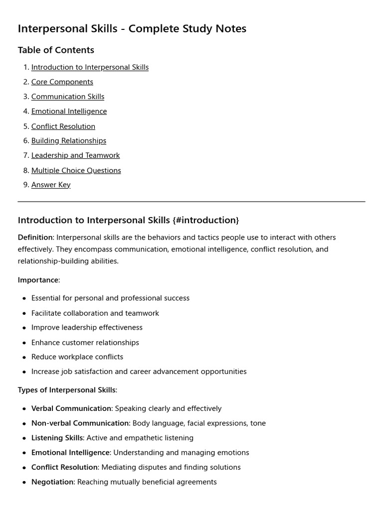 Interpersonal Skills Study Guide | PDF | Leadership | Communication