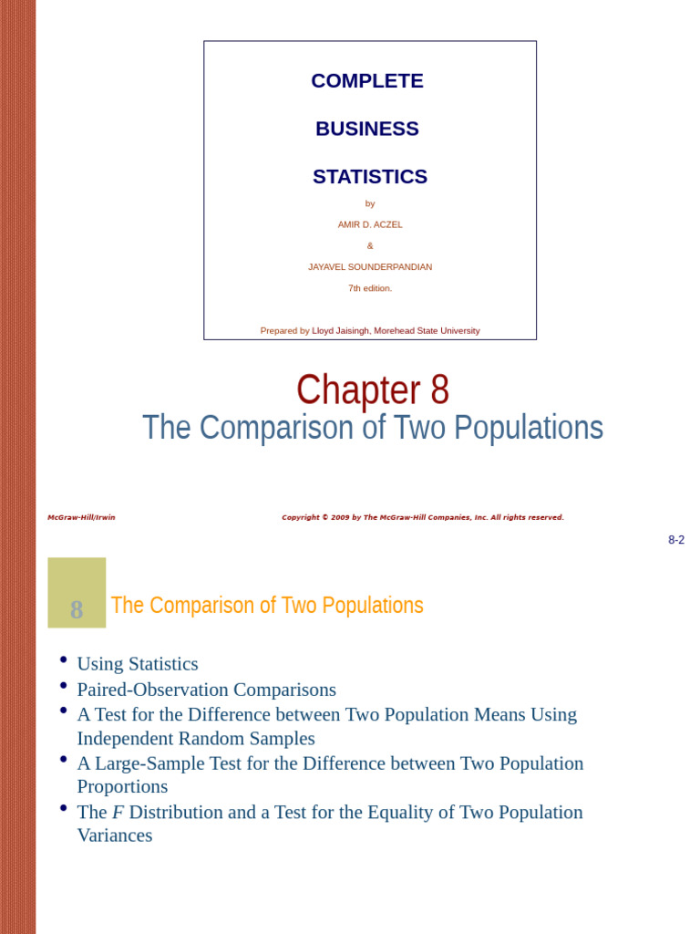 Comparing Two Population Means and Variances | PDF | Weighted ...