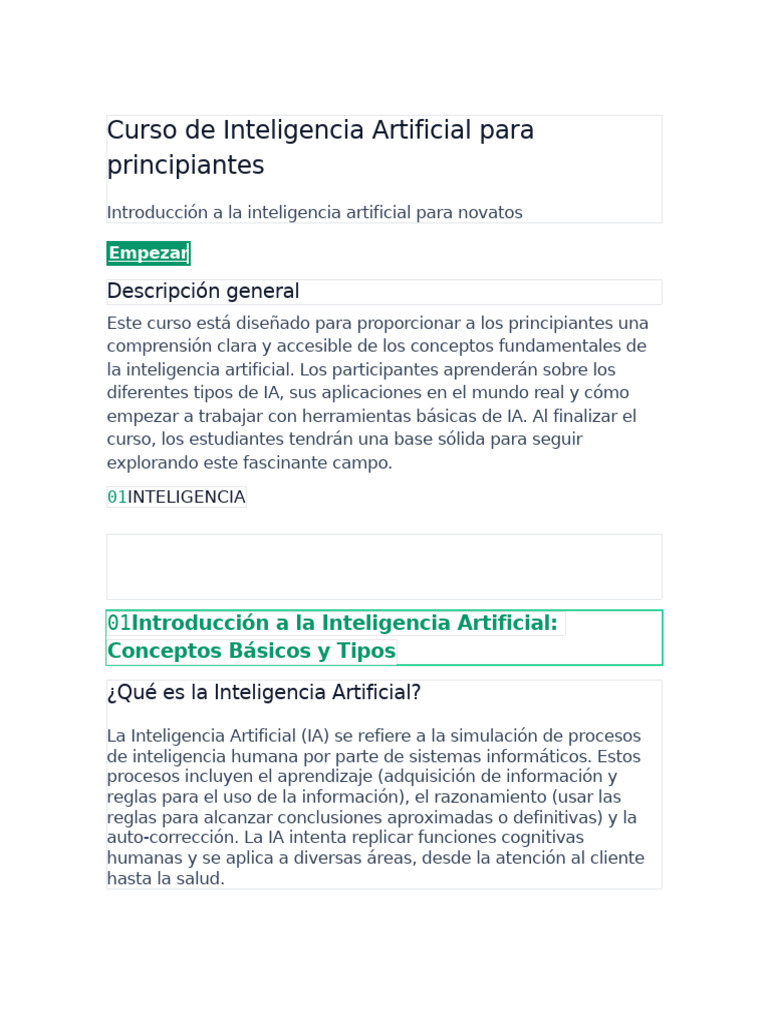 Curso de IA para Principiantes PDF | PDF | Inteligencia artificial ...