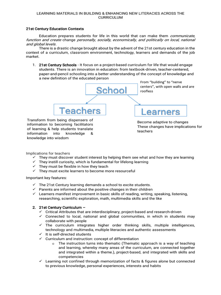 Enhancing 21st Century Literacy Skills | PDF | Literacy | Learning