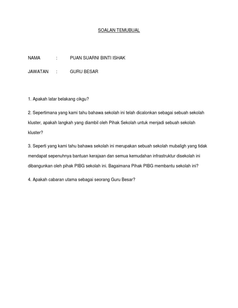 Soalan Temubual In English - Smartfren N