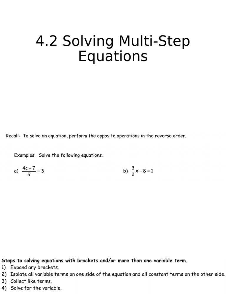 4.2 Solving Multi-Step Equations | PDF