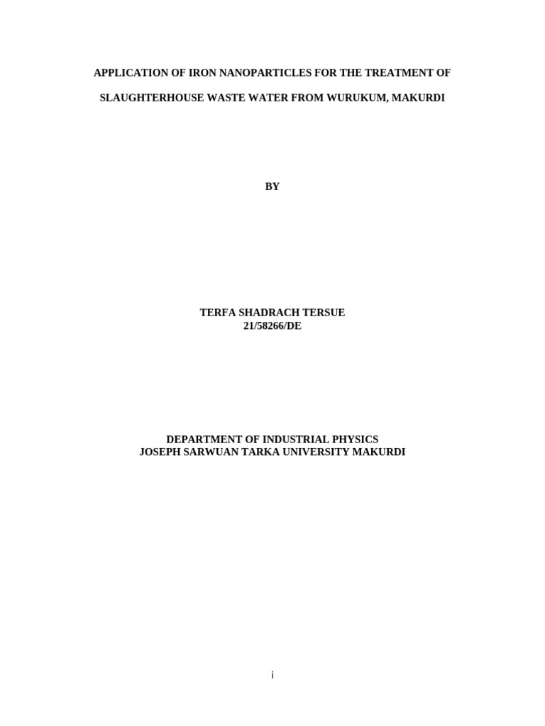 Application of Iron Nanoparticles For The Treatment of Slaughterhouse ...