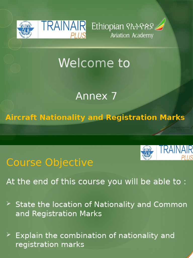 ICAO Annex 7: Aircraft Registration Marks | PDF | Aircraft | Flight