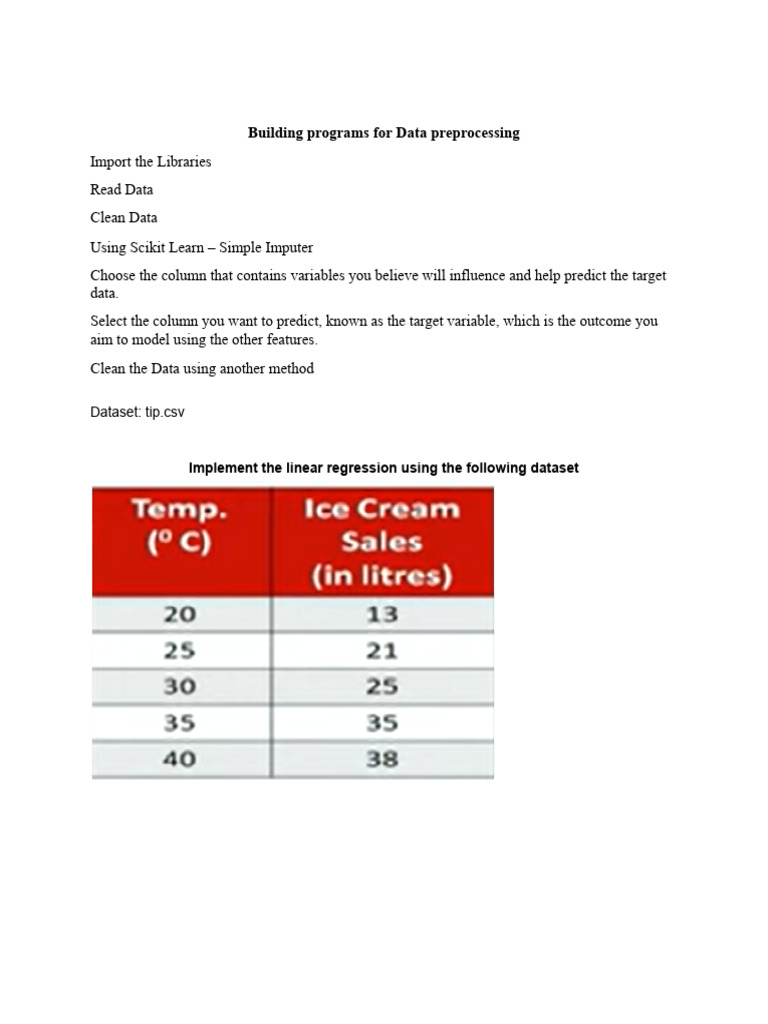 Data Preprocessing for Linear Regression | PDF