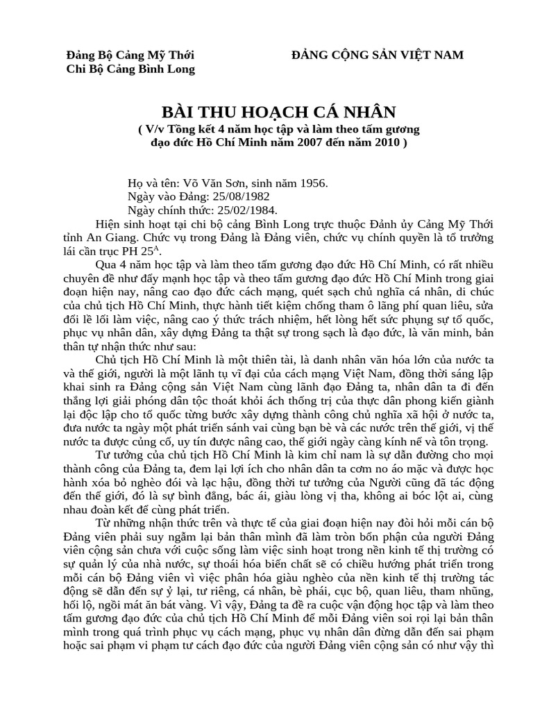 Bai Thu Hoach B Son | PDF