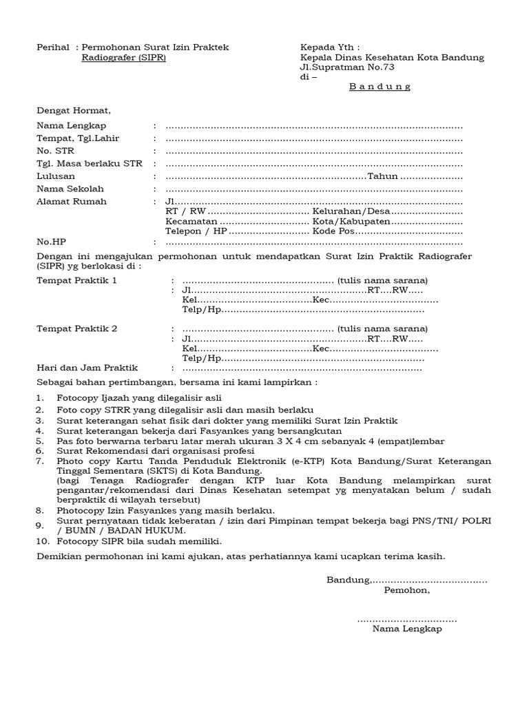 Permohonan Surat Izin Praktik Radiografer | PDF