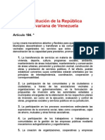 Artículo 184 de la Constitución de Venezuela sobre descentralización y participación comunitaria