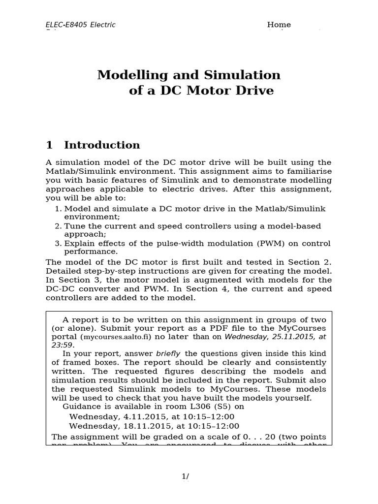 DC Motor Drive Simulation Report | PDF | Parameter (Computer ...