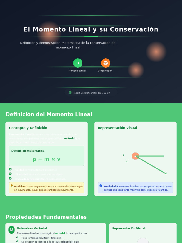 Definición y Conservación del Momento Lineal | PDF | Impulso | Fuerza