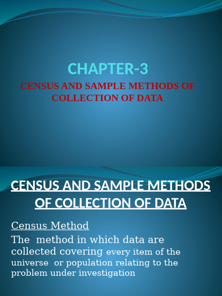 Chapter-3 Census and Sample Methods of Collection of Data | PDF ...