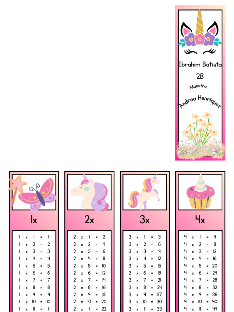 Times Tables Flashcards in Colorful Brown Blue Rainbow Style - pdf-5 | PDF