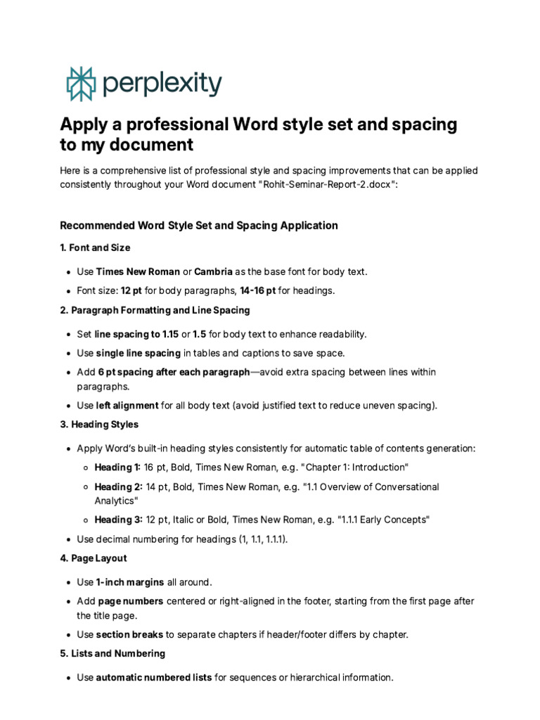 Professional Formatting for Word Documents | PDF | Paragraph | Times ...
