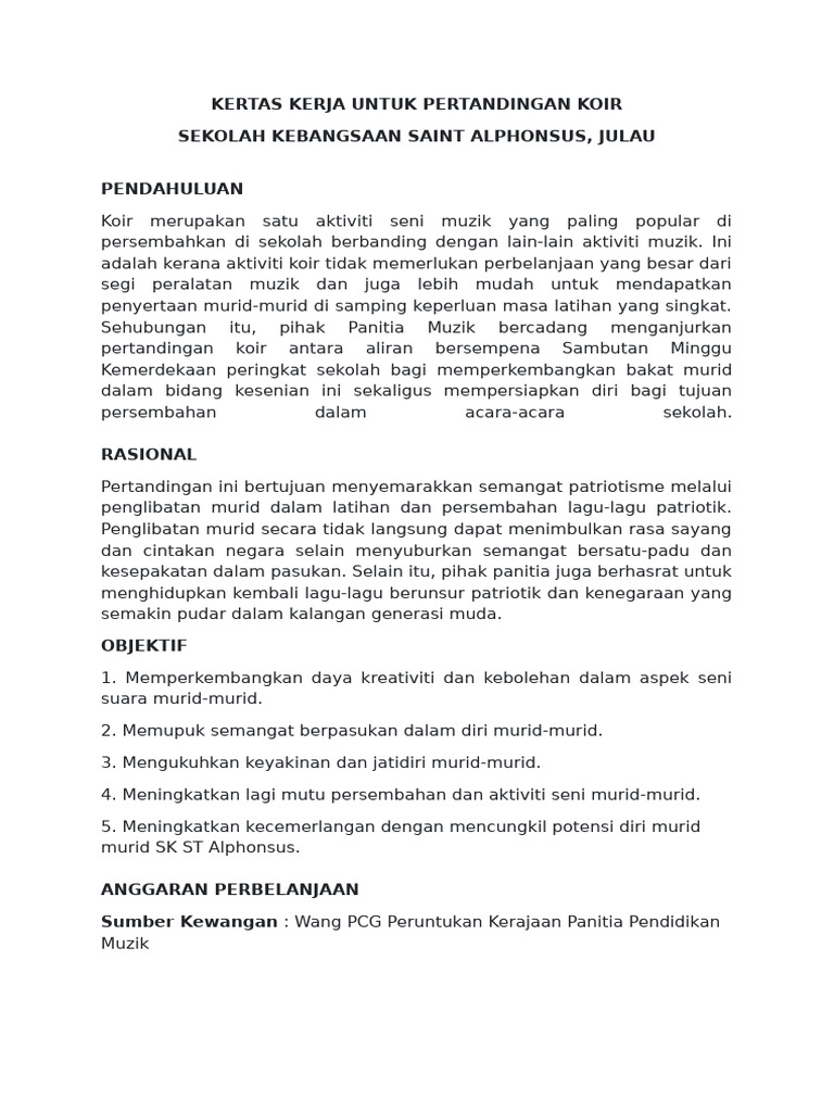 Kertas Kerja Nyanyian Koir | PDF