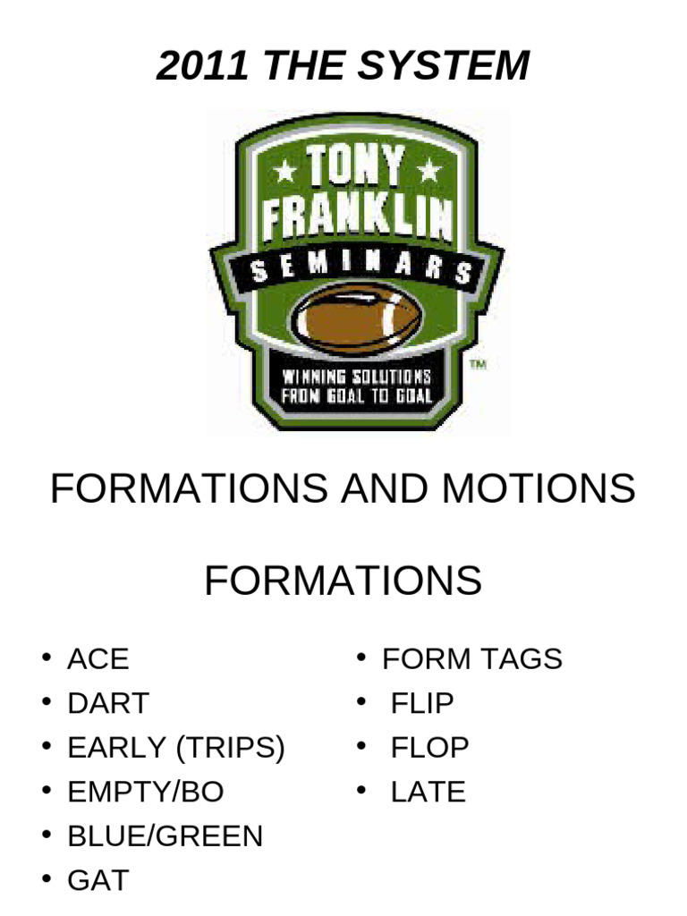 2011 Football Formation Signals Guide | PDF | American Football