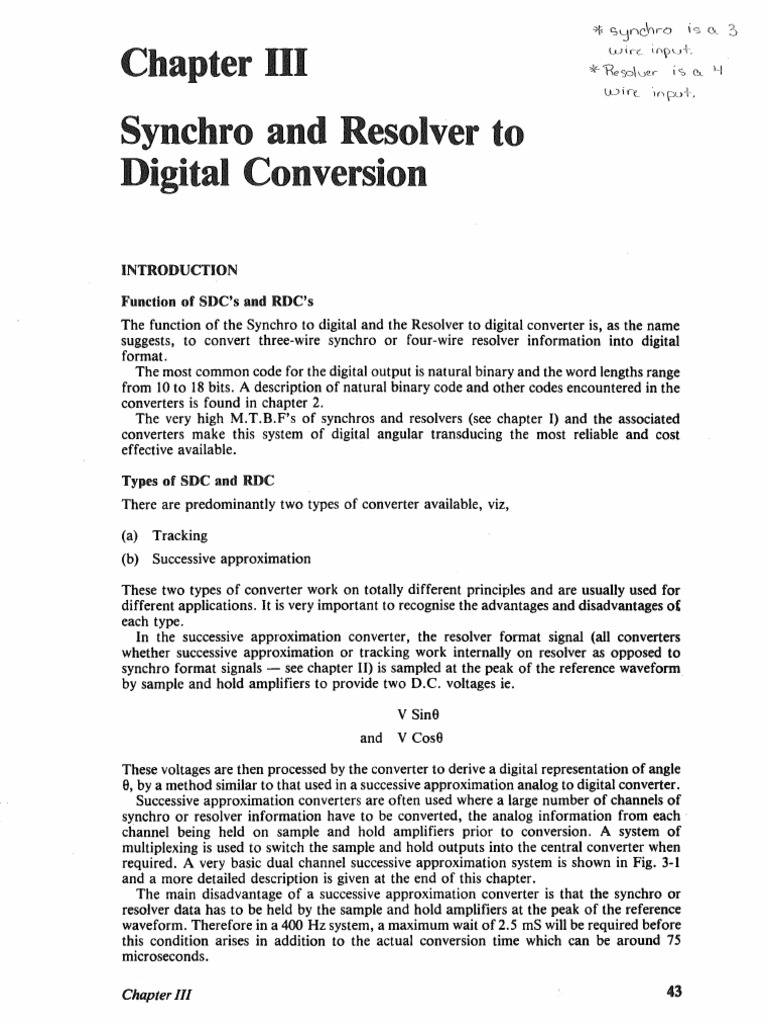 Chapter 3 Synchro and Resolver To Digital Conversion | PDF