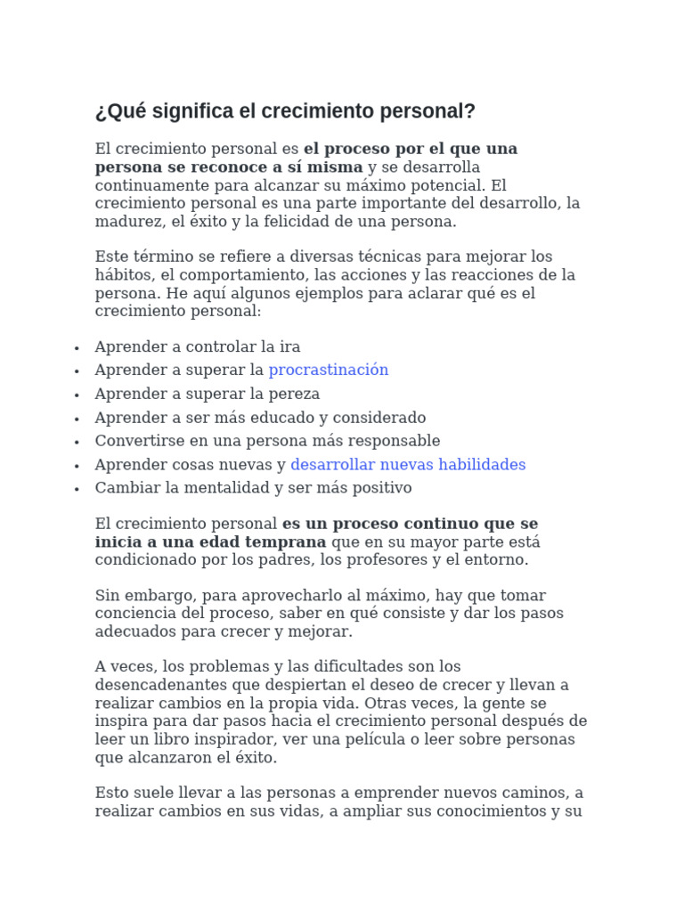 Definición de Crecimiento Personal | PDF | Desarrollo personal ...