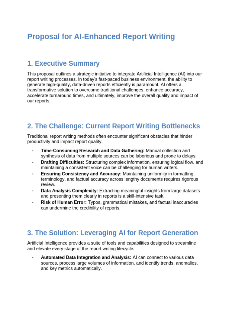 AI-Enhanced Report Writing Proposal | PDF | Artificial Intelligence ...