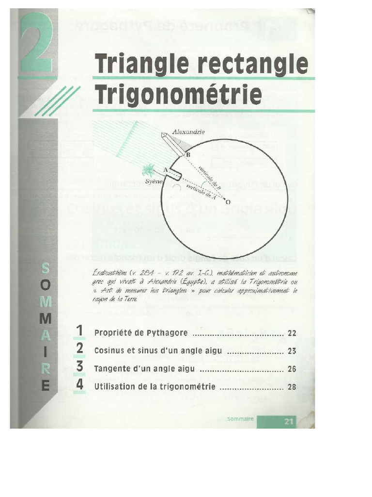 Triangle Rectangle Trigonometrie Cours Et Exo 3e | PDF
