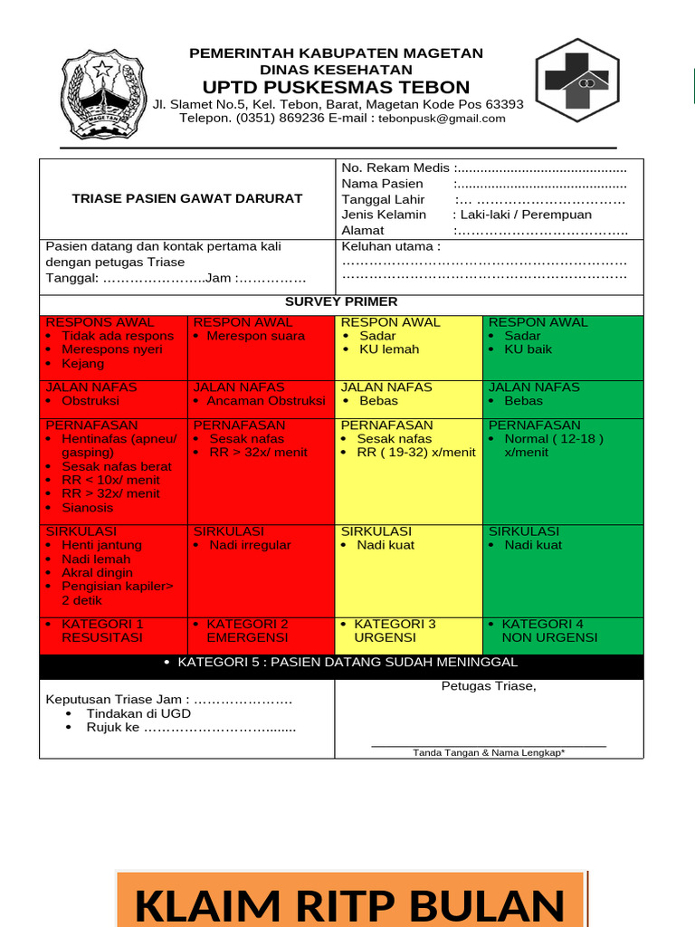 3 Form Triase Ugd | PDF