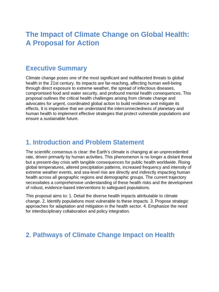 Climate Change's Health Impact Proposal | PDF | Climate Resilience ...