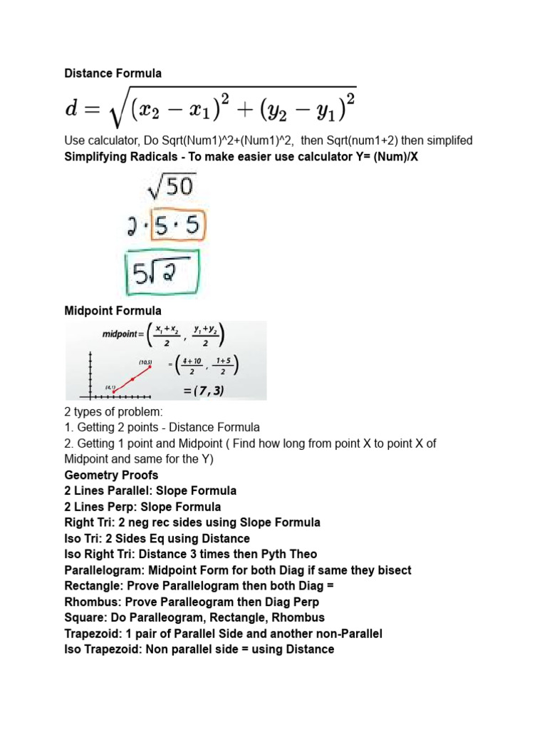 Midpoint and Distance Formulas Explained | PDF