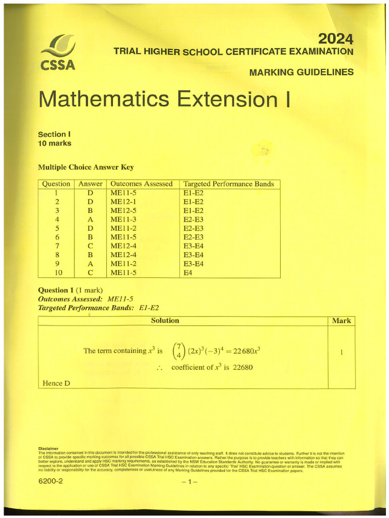 2024 CSSA Ext 1 Solutions | PDF